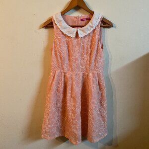 LAGO GO SIZE 38 (160/84A) LIGHT ORANGE SLEEVELESS DRESS WITH WHITE EMBROIDERY